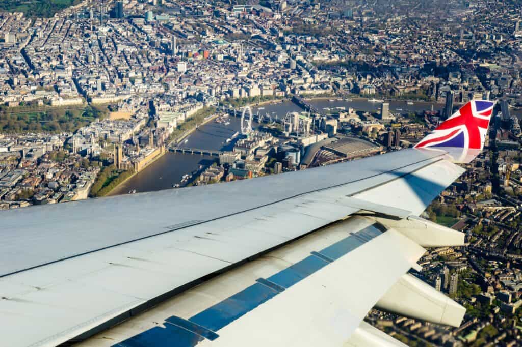 View from a plane descending to Heathrow Airport